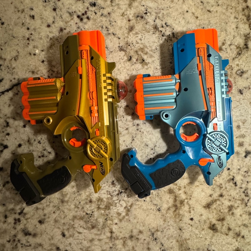 Nerf Dual Blaster Set - Blue and Orange with Green Accents